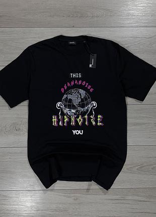 Новая черная мужская футболка дизеля diesel hypnoise graphic black, l, оригинал