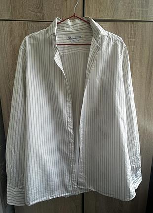 Котонова чоловіча смугаста сорочка zara, р-р м