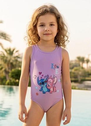 Купальник цельный сиреневый stitch- love вік 5-6 лет