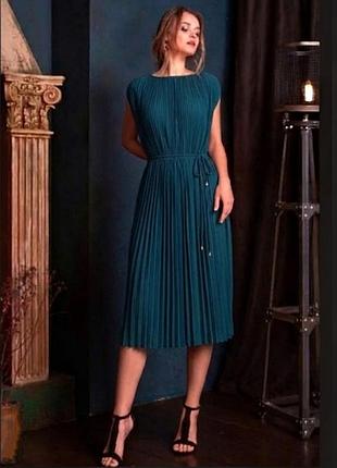 Сукня пліссе довжини міді h&m синього кольору розмір l/48