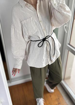 Лляна оверсайз сорочка c&a 100 % linen довгий рукав