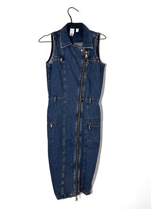 Джинсовое платье миди на молнии river island