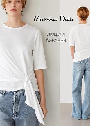 Massimo dutti невесомая футболка с завязками на основе лиоцелла и хлопка