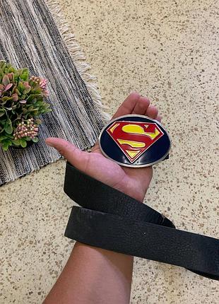 Superman marvel dc comics big logo metal belt пояс супермен з великою пряжкою leather y2k opium streetwear dc