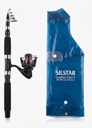 Компактний набір для риболовлі silstar travelrod 310-210 / телескопічна вудка з котушкою та чохлом