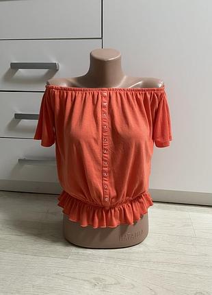 Футболка блуза с оголенными плечами женская xs-s