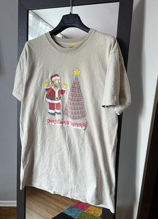 Чоловіча бежева футболка the simpsons christmas cheers! m–l