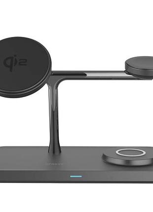Беспроводная зарядная станция proove wsmp15002001 magnetic field pro 3 в 1 с поддержкой qi2, black