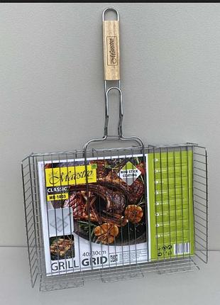 Решітка для грилю 40,5*30*6 см maestro mr-1003 характеристика: вид: решітка призначення: для грилю матеріал: хромована сталь