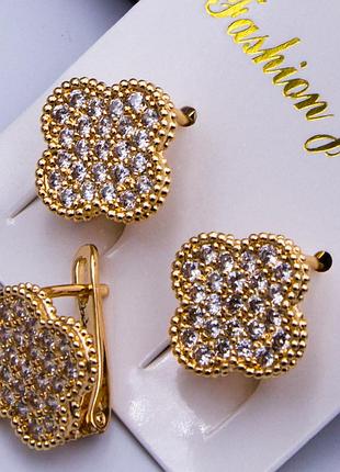 Сережки fallon jewelry, медичне золото. довжина 17 мм. ширина 15 мм.