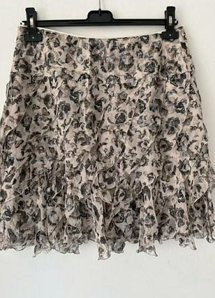 Шовкова спідниця рюші butterfly print marc cain /8053/