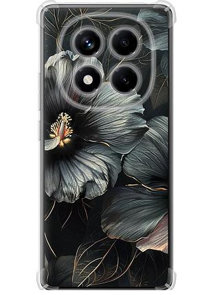 Чехол силикон с усиленными углами на телефон xiaomi redmi note 14 pro 4g черные цветы "6031sp-3808-58250"