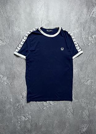 Vintage винтажная футболка fred perry фред перри big logo lampas на лампасах casual кэжуал size s размер с