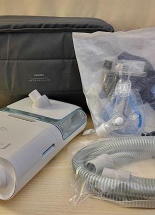 Авто біпап апарат philips dreamstation auto bipap 14083 години роботи з новою фірмовою маскою та зволожувачем, лікування храпу та апноє, хропіння
