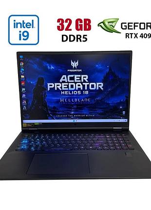 Ігровий ноутбук б-клас acer predator helios 18 ph18-72 / 18" (2560x1600) ips / intel core i9-14900hx (24 (32) ядра по 2.2 - 5.7