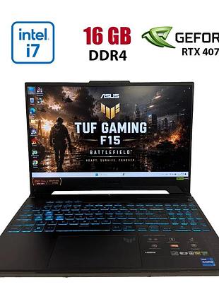 Ігровий ноутбук б-клас asus tuf gaming f15 fx507zi / 15.6" (1920x1080) ips / intel core i7-12700h (14 (20) ядер по 3.5 - 4.7 ghz)