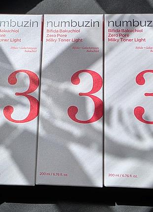 Numbuzin no.3 bifida bakuchiol zero pore milky toner light зволожуючий тонер з бакучіолом