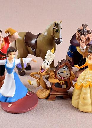 Игровые фигурки из мультфильма красавица и чудовище. набор фигурок красавица и чудовища 6 шт. disney игрушки