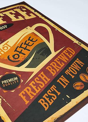 Ретро плакат coffee shop resteq с плотной крафтовой бумаги 50.5x35cm. постер кофи шоп