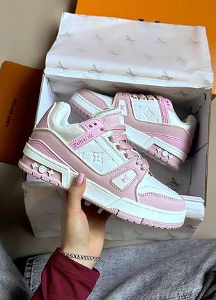 Louis vuitton trainer sneakers pink white