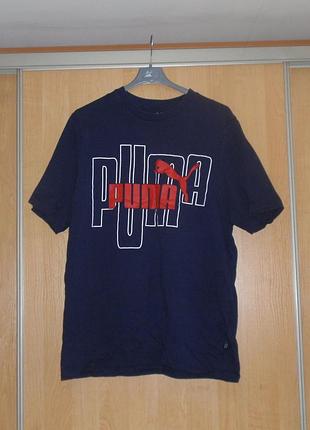 Тёмно синяя мужская футболка/тишка puma tee cotton t-shirt era polo sport ck original l-xl nike x jordan