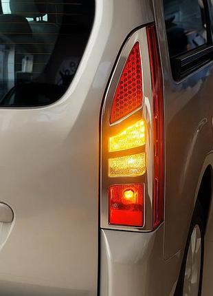 Хром накладки на задние фонари прямые (2 шт., нерж. сталь) carmos для citroen berlingo 2008-2018 гг