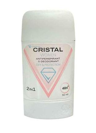Дезодорант-антиперспірант 50мл 2в1 для жінок тм cristal