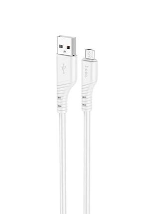 Кабель hoco x97 crystal color silicone charging data cable micro white