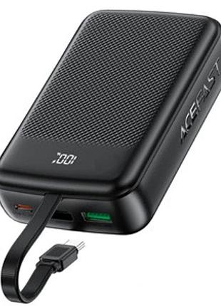 Зовнішній акумулятор acefast m14 pd20w power bank with cable 20000mah black