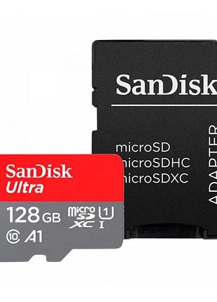 Карта пам'яті microsdxc (uhs-1) sandisk ultra 128gb class 10 a1 (140mb/s) (adapter sd)