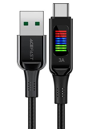 Кабель acefast c7-04 usb to type-c 3a, 1.2m, nylon, zinc connectors, led, black