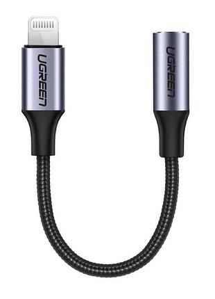Перехідник ugreen us211 lightning m/f round cable aluminum shell with braided 10cm (black)(ugr-30756)