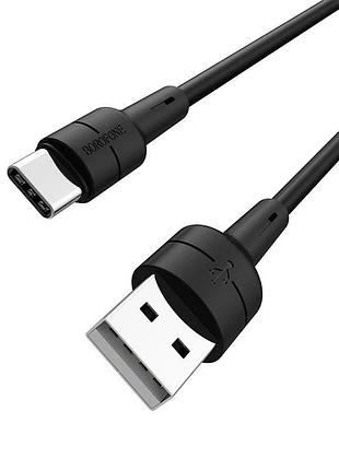 Кабель borofone bx30 usb to type-c, 3a, 1m, silicone, tpe connectors, black