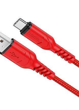 Кабель hoco x59 usb to type-c 3a, 1m, nylon, tpe connectors, red