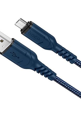 Кабель hoco x59 usb to micro 2.4a, 1m, nylon, tpe connectors, blue