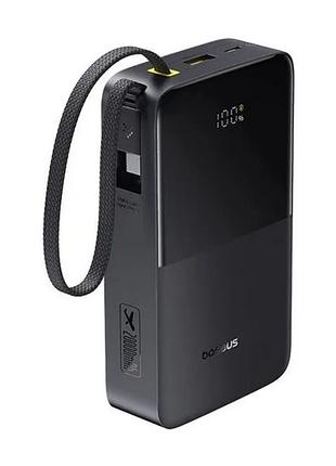 Зовнішній акумулятор baseus enerfill fc51 bipow 2 pro digital display power bank with built-in cable 20000mah 22.5w cosmic black