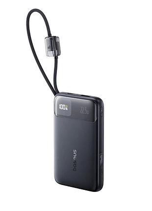 Зовнішній акумулятор baseus enerfill fc11 digital display power bank with dual built-in cables 10000mah 22.5w cosmic black