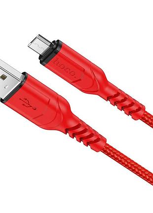 Кабель hoco x59 usb to micro 2.4a, 1m, nylon, tpe connectors, red