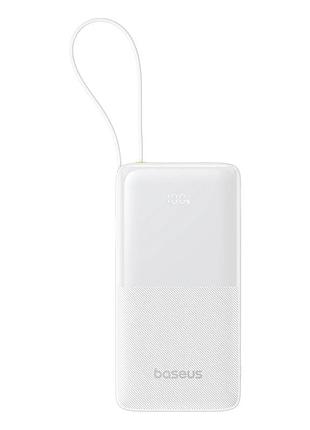 Зовнішній акумулятор baseus bipow 2 digital display power bank with built-in usb-c cable 20000mah 20w moon white