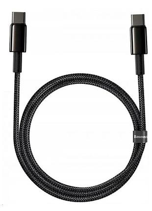 Кабель baseus tungsten gold fast charging data cable type-c to type-c 100w 2m black