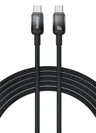 Кабель baseus discolor series fast charging cable usb-c to usb-c 100w 1m cluster black