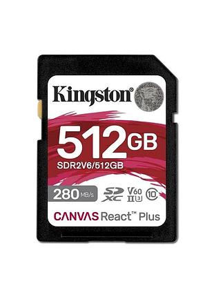 Карта пам'яті sdxc (uhs-ii u3) kingston canvas react plus 512gb class 10 v60 (r280mb/s, w150mb/s)