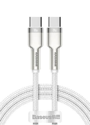 Кабель baseus cafule series metal data cable type-c to type-c 100w 1m white