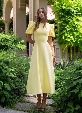 Платье миди "elegant grace" ✨арт.601. желтая xxl