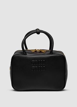 💎 miu mu leather top handle bag black