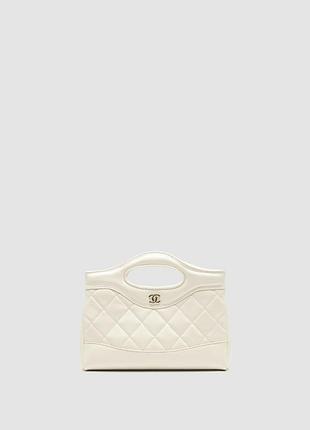 💎 chanel 31 mini shopping bag shiny aged calfskin cream & gold hardware