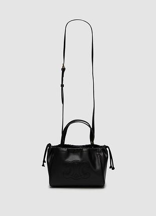 💎 celine small cabas drawstring cuir triomphe in smooth calfskin tan black