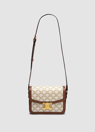 💎 celine the triomphe bag canvas and calfskin white