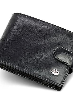 Мужское портмоне из натуральной кожи st leather в141 коричневый черный