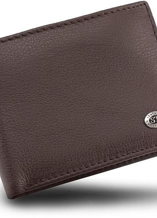 Мужское кожаное портмоне с зажимом st leather st-8 коричневый